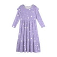 thumbnail image 5 of Abcomgle Girls Long Sleeve Dresses 8-9 Casual A-Line Ruffle Long Sleeve Girls Long Dresses Polka Dot Crew Neck Sundresses Formal Tiered Dresses with Pockets,Light Purple, 5 of 5