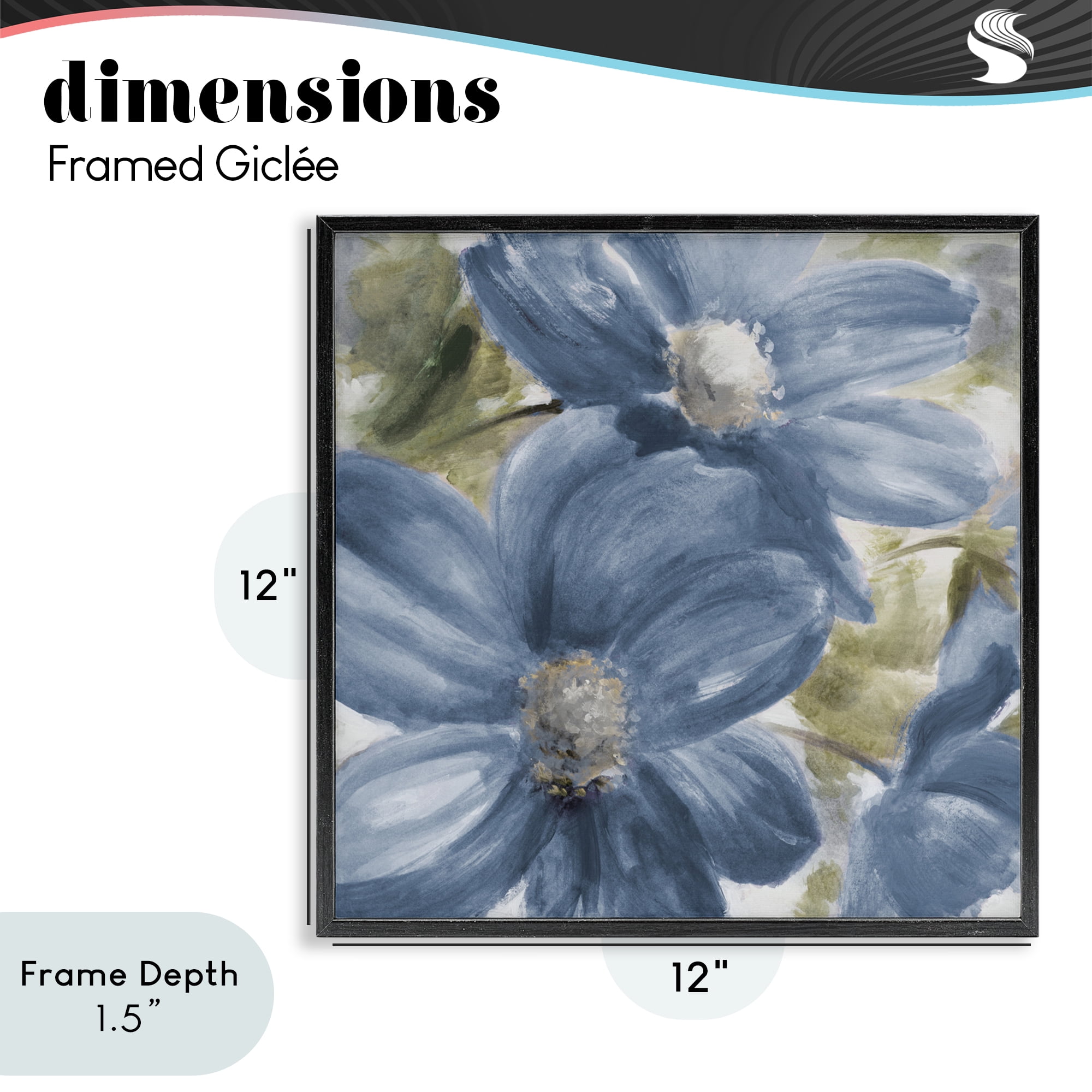 Stupell Industries Walk In Beauty Blue Flowers Black Framed Giclee Art, design by Lanie Loreth