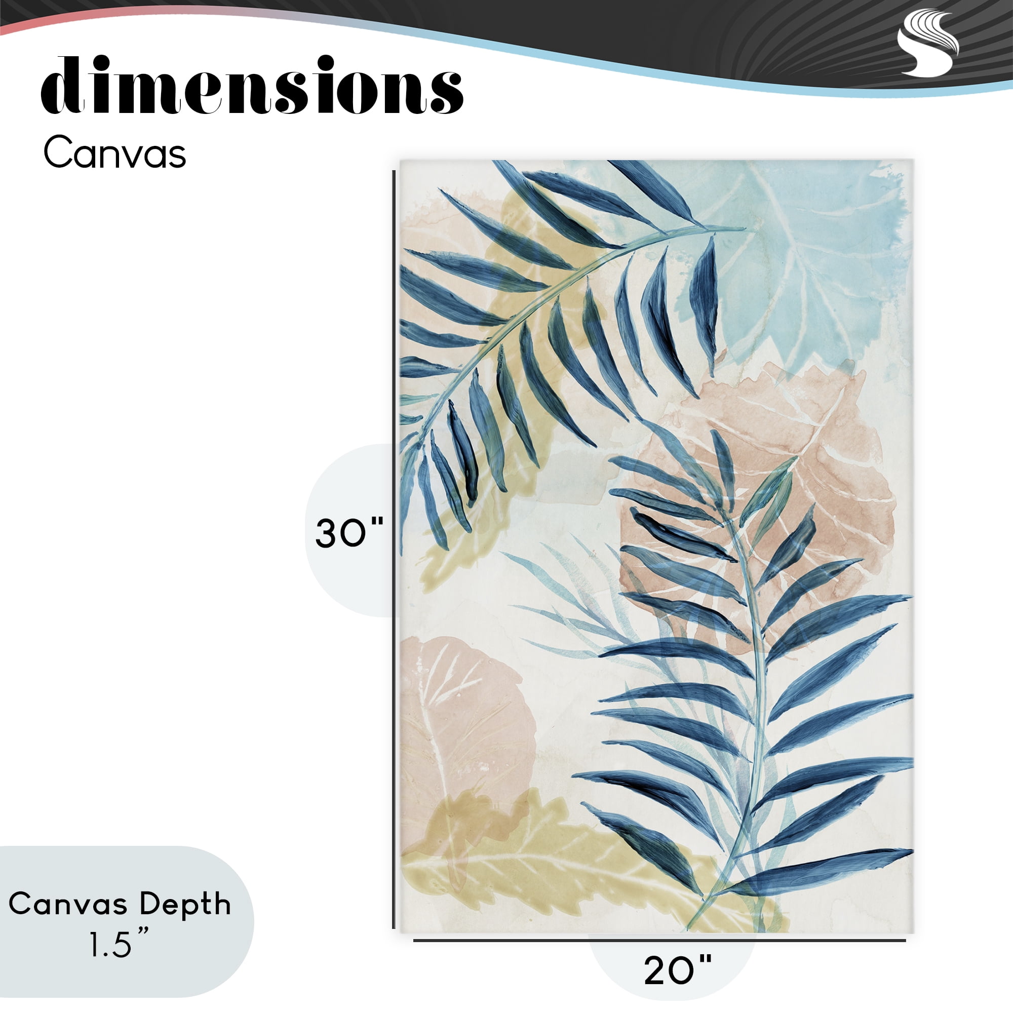 Stupell Industries Blue Palm Fronds in Pastel Haze Canvas Wall Art, design by Nan