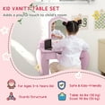 thumbnail image 4 of Qaba Kids Vanity Table with Mirror and Stool, Cloud Design, Drawer Pink, 4 of 10