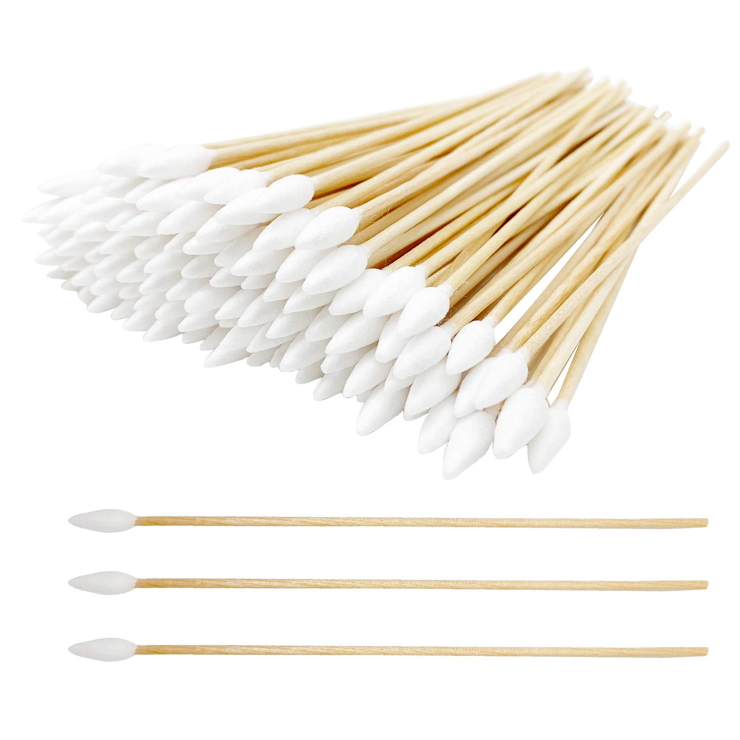 200pc Cotton Swabs Swab Q-tips 6" Long Wood Wooden Handle Cleaning Applicators 