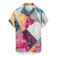 thumbnail image 4 of Men's Summer New Loose Print Short Sleeve Shirt Cardigan Beach Shirt 3XL, 4 of 5