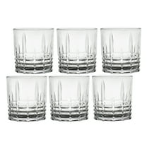 Lorren Home Trends 11 Ounce Double Old Fashion Drinking Glass-Textured Cut Glass, Set of 6