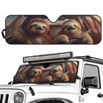 thumbnail image 2 of Jeiento Driving Sloth Windshield Sun Shade Compatible with Jeep Wrangler JK JKU JL JLU 1997-2023 & Jeep Gladiator JT 2020-2023 16.5"x52.5" Folding Front Window Sun Shade for Car Accessories, 2 of 6