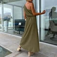 thumbnail image 4 of ZQUUVOU Women's One Shoulder Dress Sleeveless Tie Waist Loose Fit Summer Maxi Dress Olive Green,M, 4 of 8