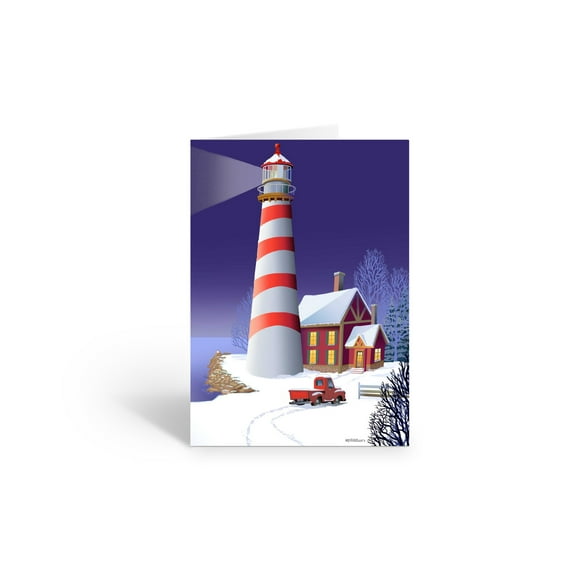 Lighthouse Note Cards - 10 Note Cards and Envelopes - Winter Lighthouse - 14160
