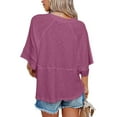 thumbnail image 3 of Summer Oversize Women Solid Color Half Sleeve Loose Shirt Tee Casual Tops, 3 of 4