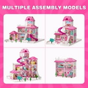 Beefunni Dollhouse for Girls,4 Stories 12 Rooms Dollhouse with 2 Princesses Slide Accessories,Toddler Playhouse Gift for for 3 -6 Year Old Girls Toys