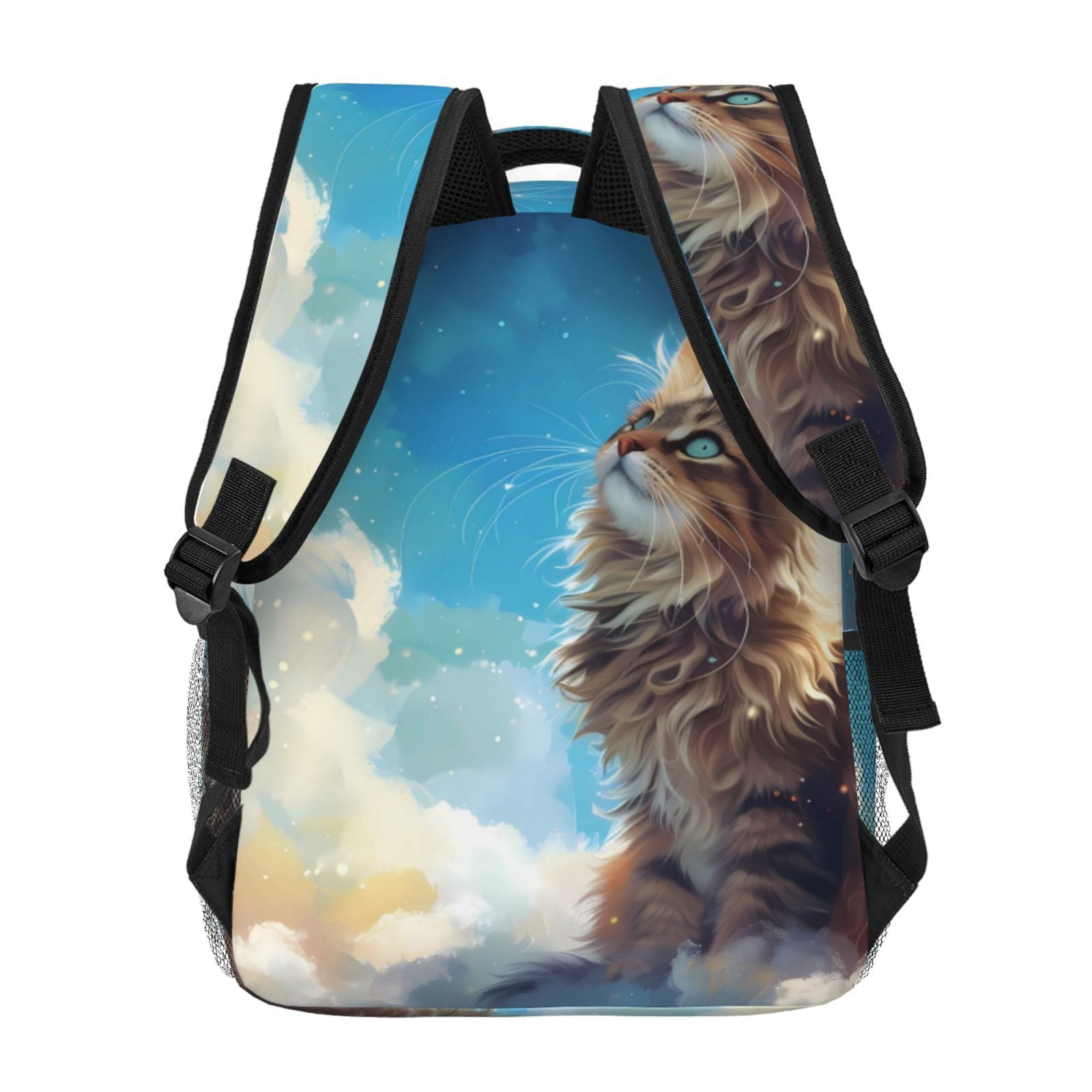 Xecao Blue Sky Winged Cat Backpack, a stylish and functional choice for both men and women, is the perfect basic bookbag for college, work, or travel