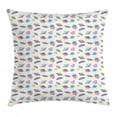 thumbnail image 1 of Alien Throw Pillow Cushion Cover, Repetitive and Colorful Flying Objects of the Cosmic World Universal Fantastic Icons, Decorative Square Accent Pillow Case, 16" X 16", Multicolor, by Ambesonne, 1 of 2