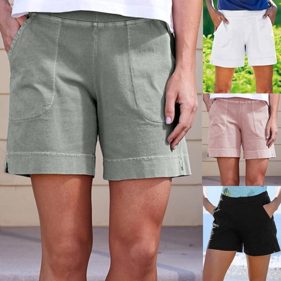 CHENge Women's Seersucker Shorts Summer Casual High Waisted Comfortable Breathable Shorts for Beach or Lounge Wear