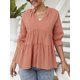 thumbnail image 5 of Blusa, Blusa de media manga para mujer con cuello en V y cuello en V suelta Abanopi Rosa/Medio, 5 of 7