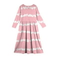 thumbnail image 3 of Inglocry Girls Maxi Dress Long Sleeve Round Neck Casual Holiday Dress with Pockets for 5-14 Years Summer Dresses For Teens Pink 9-10Y, 3 of 4