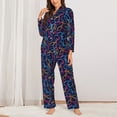 thumbnail image 2 of Balery Multicolor Bowling Conjunto de Pijama con Estampado para Mujer, Conjunto de Dos Piezas con Manga Larga, Ropa de Dormir Suave con Bolsillos, Pijamas Cómodos-Medium, 2 of 7