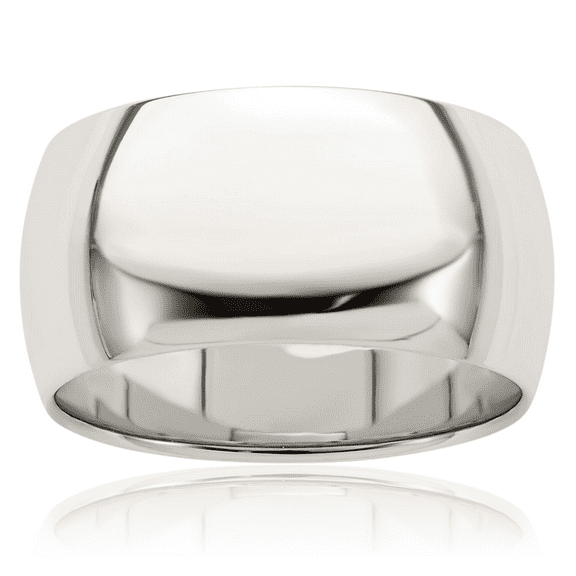 925 Sterling Silver 10mm Half Round Plain Classic Wedding Band Ring
