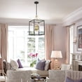 thumbnail image 3 of Hukoro 12.2 in. 9-Light Modern Rectangle Lantern Pendant Light with Matte Black finish and Gold Accents, 3 of 4
