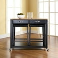 thumbnail image 4 of NATURAL WOOD TOP KITCHEN CART/ISLAND IN BLACK FINISH WITH 24" BLACK UPHOLSTERED SADDLE STOOLS, 4 of 5