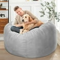 thumbnail image 2 of Bean Bag Chair: Giant 4' Memory Foam Furniture Bean Bag Chairs for Adults with Microfiber Cover 4Ft (Light Grey), 2 of 12