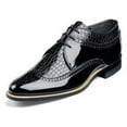 thumbnail image 2 of Stacy Adams Mens Black Shoes Dayton Wingtip Shiny Leather Tuxedo 00605-01, 2 of 8