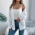 thumbnail image 4 of Cardigan Sweaters for Women 2025 Long Lattern Sleeve Eyelet Open Front Lightweight Knit Sweater Cardigans Outerwear, 4 of 8