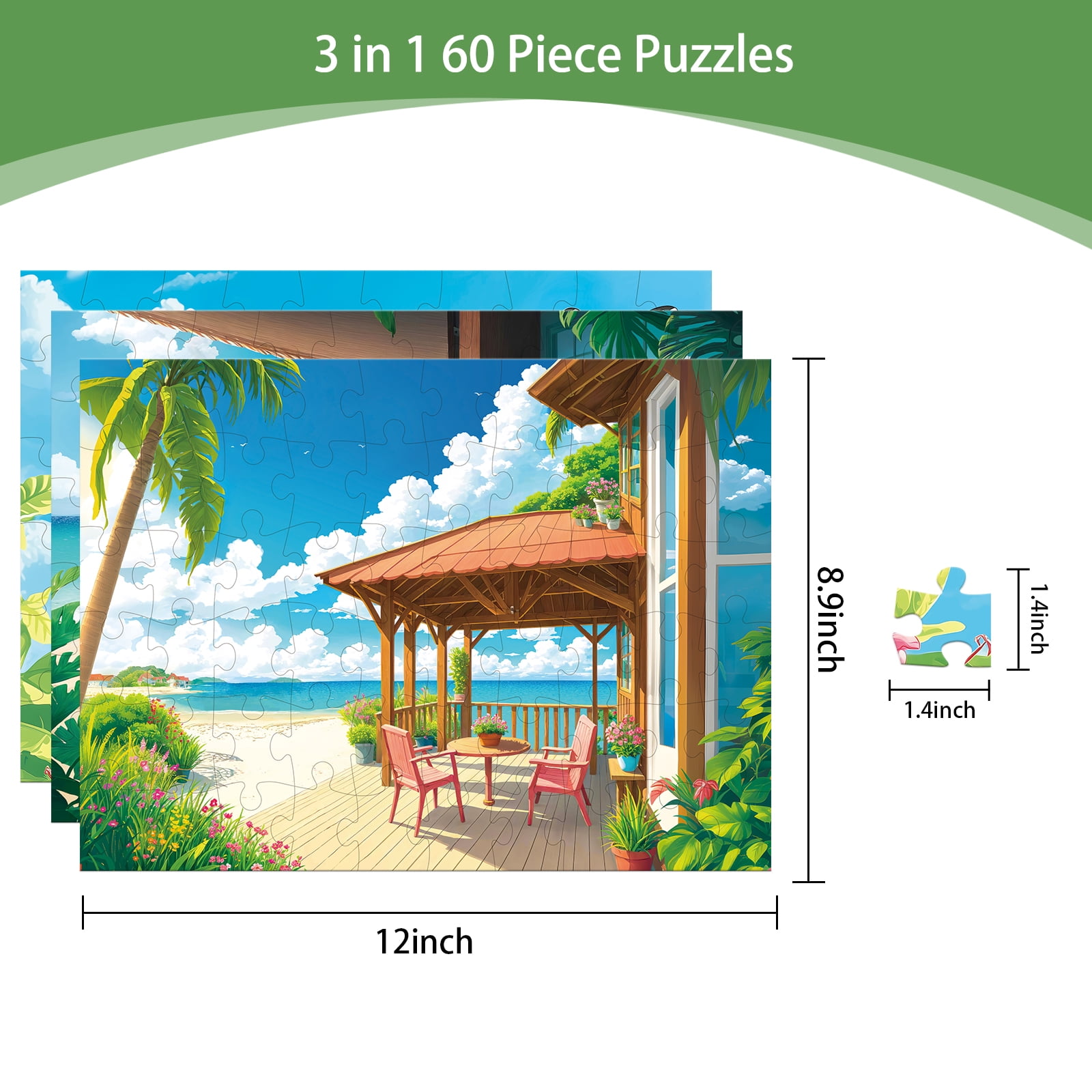 Sunhigh Dementia Puzzles for Elderly, Set of 3-60 Piece Jigsaw Puzzle, Alzheimer’s Products and Activities for Seniors  Serene Nature Bliss