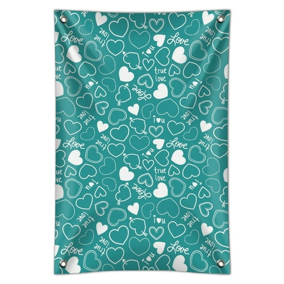 Cute Hearts Love Pattern on Teal Turquoise Home Business Office Sign