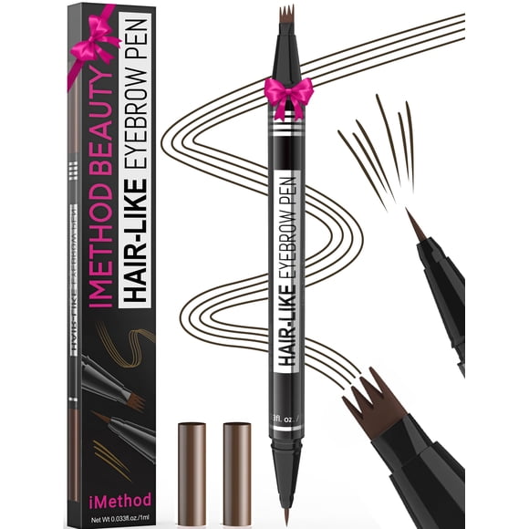 Bolígrafo para cejas iMethod Microblading 2 en 1 con doble punta, negro y marrón