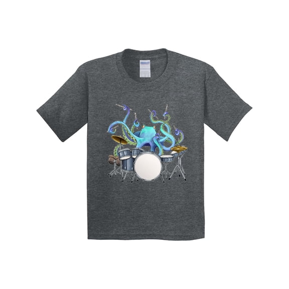 Inktastic Cute Blue Octopus Drumming Youth T-Shirt