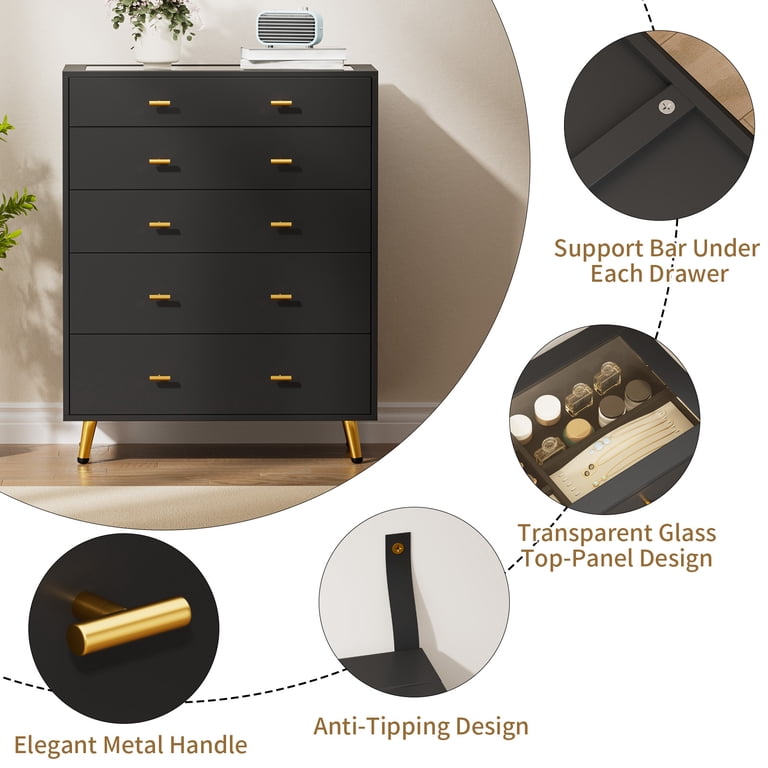 black 5 drawer dresser walmart Trumanpick Black Dresser for Bedroom 5 Drawer Dresser 31.2 inchd x 17 inchw x 47 inchh Tall Chest of Drawers Wooden dressers for Closet Living Room