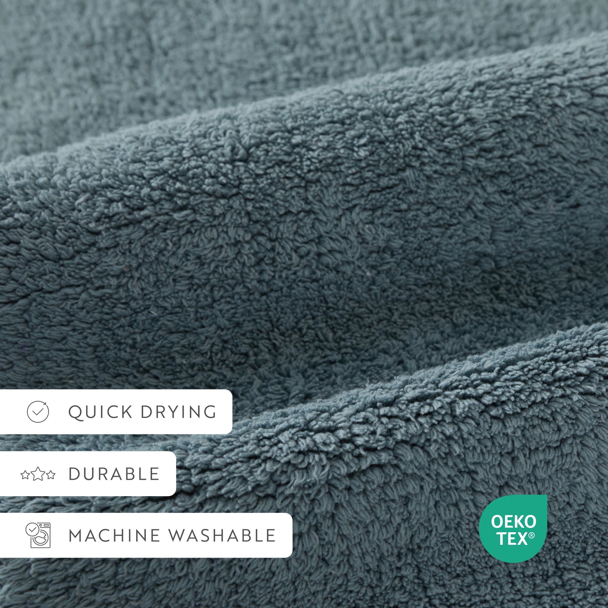Noble Linens Reversible Dual-Texture Cotton Bath Mat, 24 in x 17 in, Light Blue