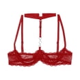 thumbnail image 5 of Lencería para mujer, sujetador de copa abierta con pecho, encaje Floral transparente, con aros, sujetadores sexis sin forro, Tops, ropa interior con cuello Halter y pecho descubierto, 5 of 5