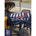 thumbnail image 4 of Outdoor Tablecloth with Umbrella Hole and Zipper, Navy Blue American Flag Square Table Cloth 60x60 Inch Waterproof Tablecloth, Abstract Red Hockey Stripes Us Flag Picnic Table Cover for Patio Camping, 4 of 7