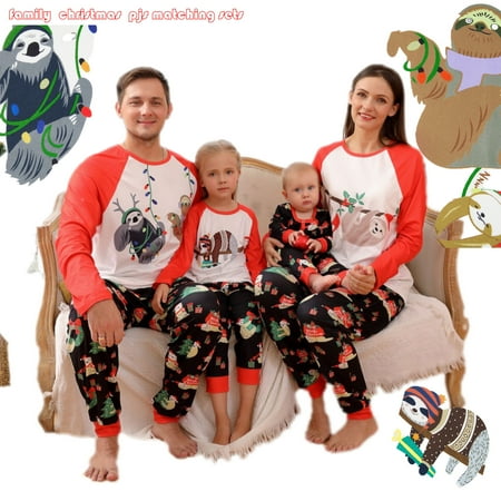 

Christmas Matching Family Pyjamas Set Cute Cartoon Letter Print Soft-Cotton Clothes Xmas Holiday Pjs Sleepwear