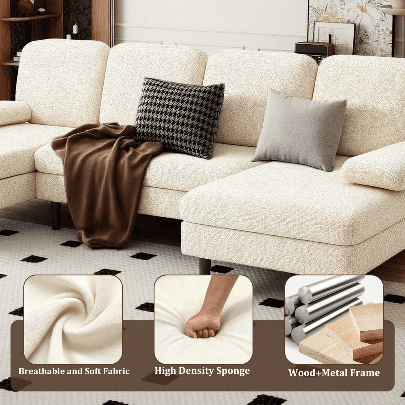 U-Shaped Sectional Sofa with Double Chaise
