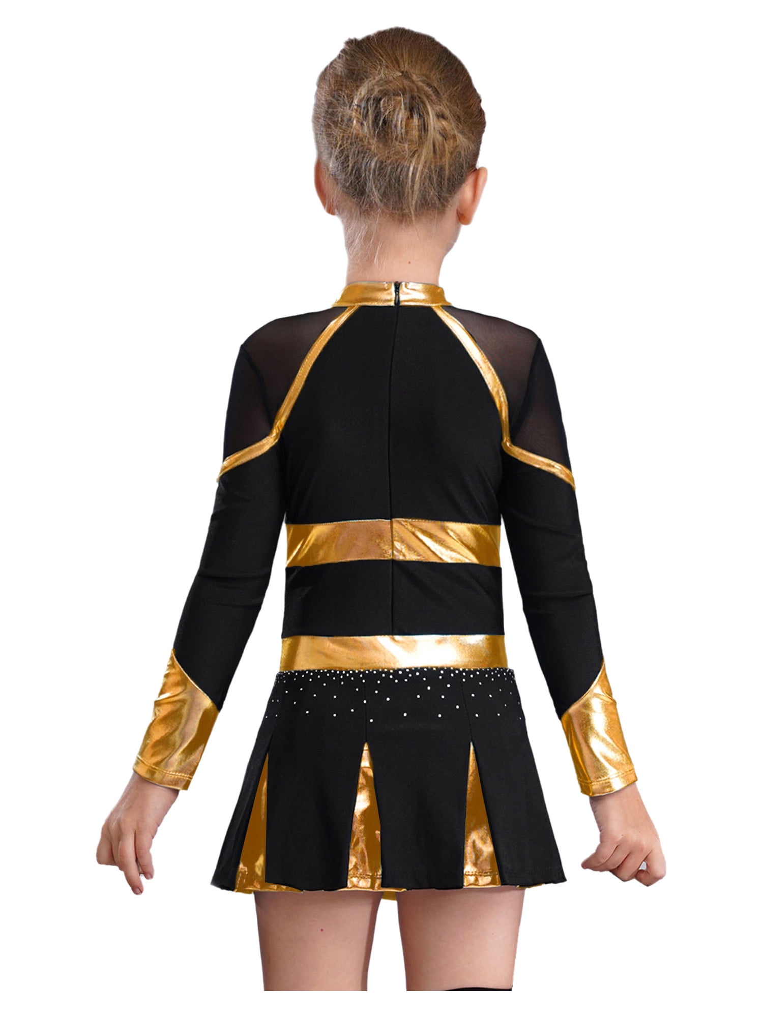 iiniim Cheer Leader Girls Cheerleading Uniform Complete Dress Black&Gold 6