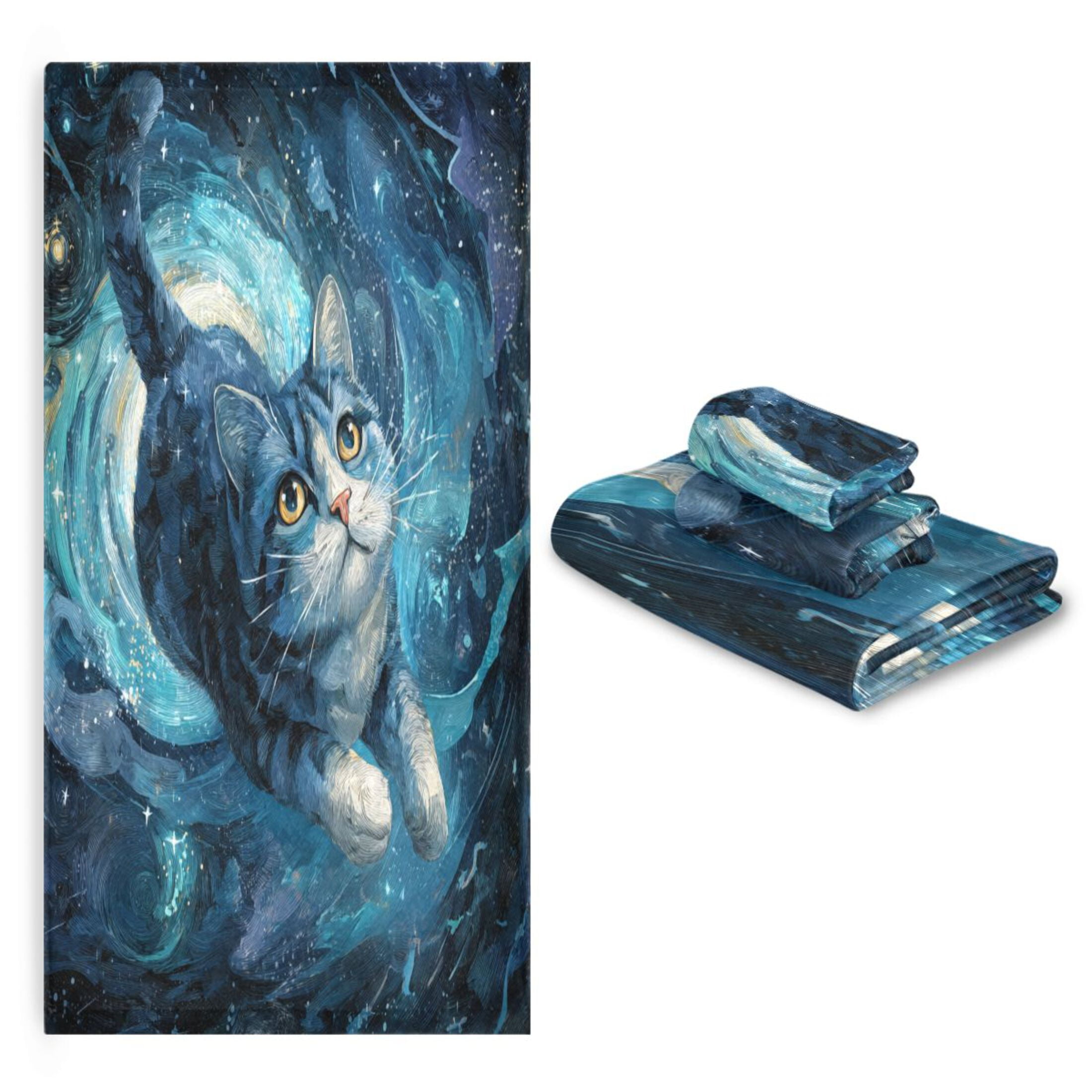 Three-Piece Towel Set Face Towel Towel Set Hand Towel Bath Towel Cotton Bath Towels Bath Towel Sets Hand Bath Towels Cute Cat