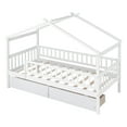 thumbnail image 4 of Bellemave Twin Size House Bed with Storage Drawers Playhouse Platform Bed Wooden House-shaped Bed Frame with Fence Guardrail (Twin size, White), 4 of 13