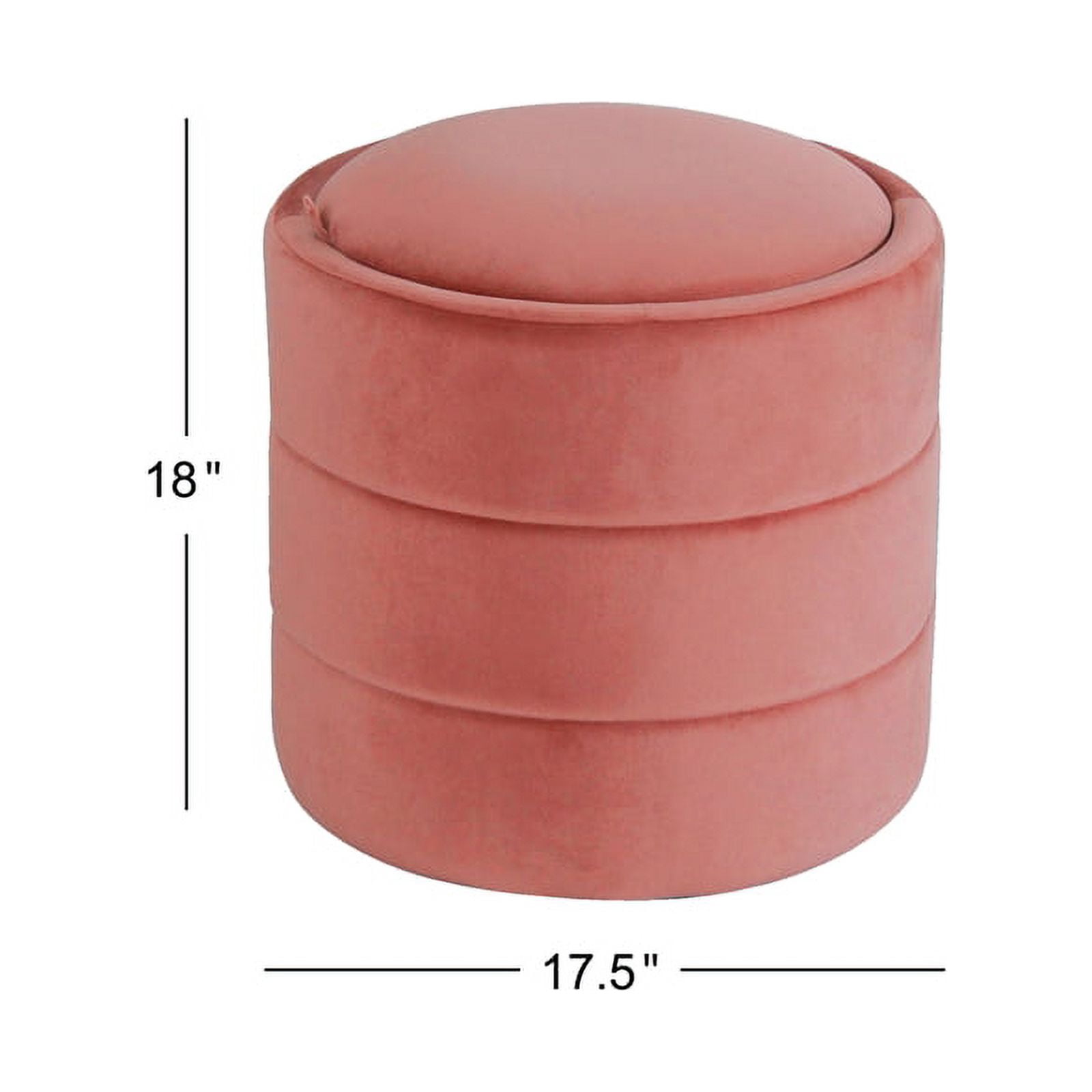 HomePop Round Storage Ottoman, Blush Velvet