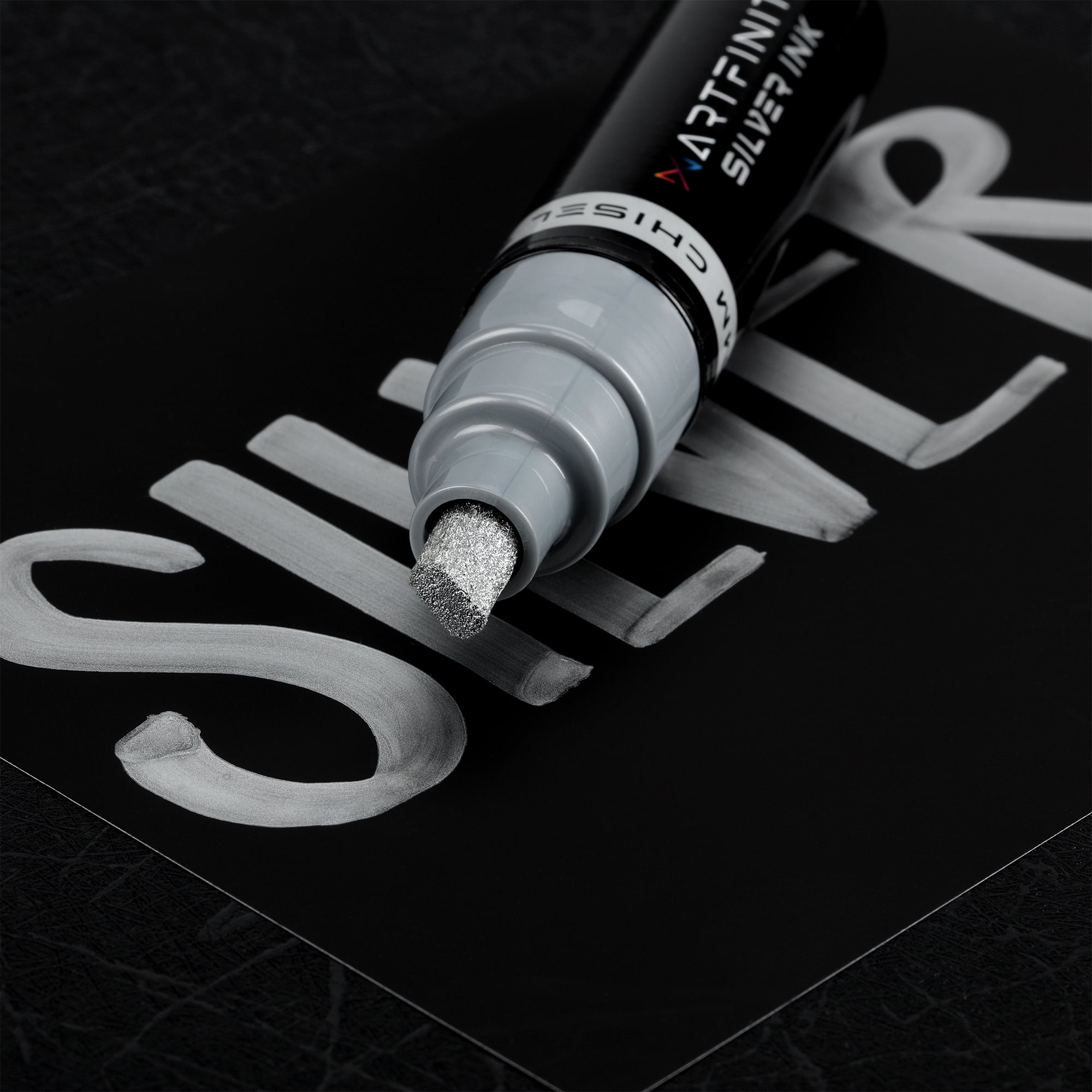 Artfinity Rich Metallic Markers - Professional Metallic Markers for Artists, Drawing, CAlligraphy, & More! - [Silver - 8.5mm Chisel Nib - 3 Pack]