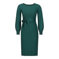 thumbnail image 3 of Vestido midi ajustado con cuello redondo, estilo sexy, traje diario informal para mujer Kuymtek Verde T L para Mujer, 3 of 9