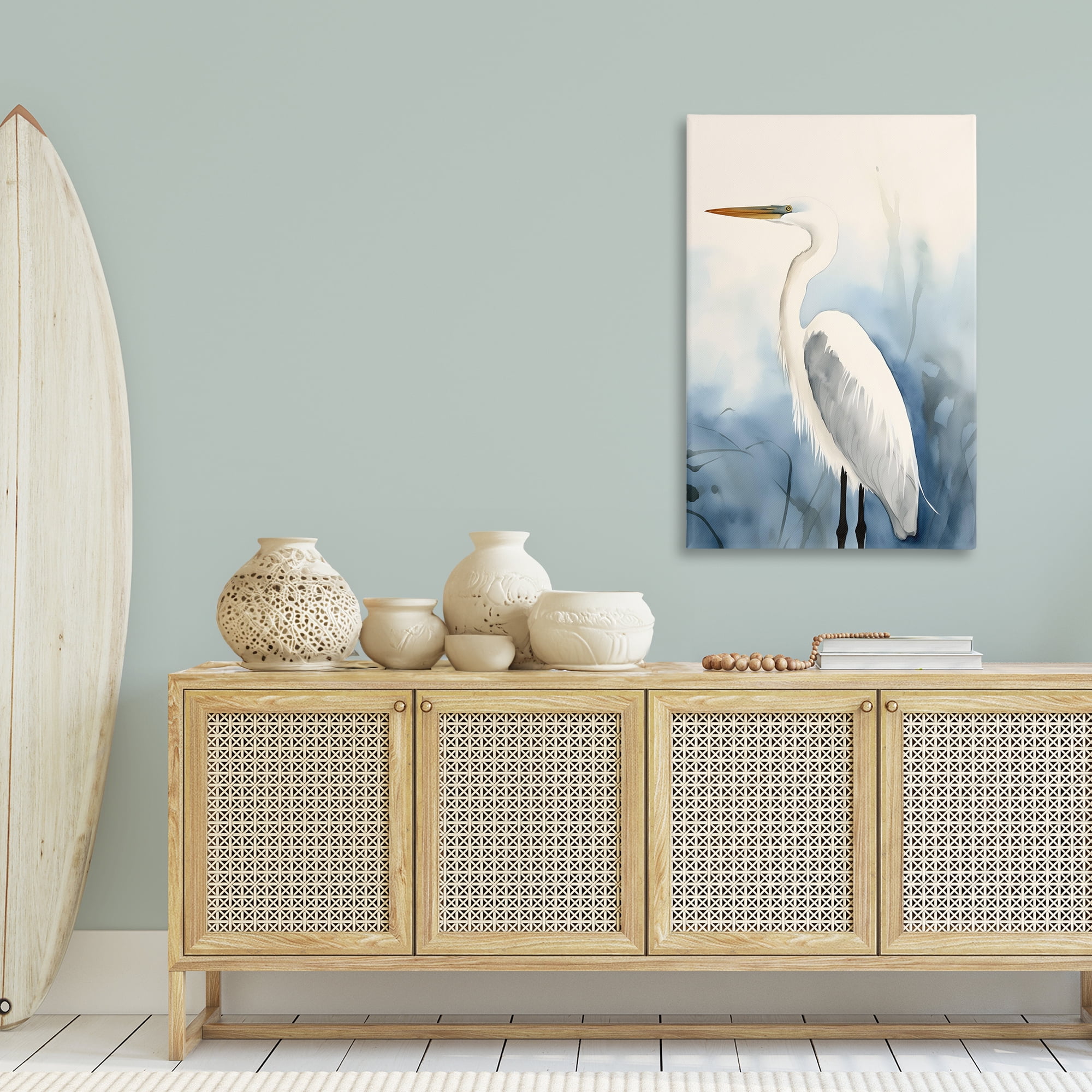 Stupell Industries Egret Beach Bird Animals & Insects Painting Gallery Wrapped Canvas Art Print Wall Art, 30 x 45