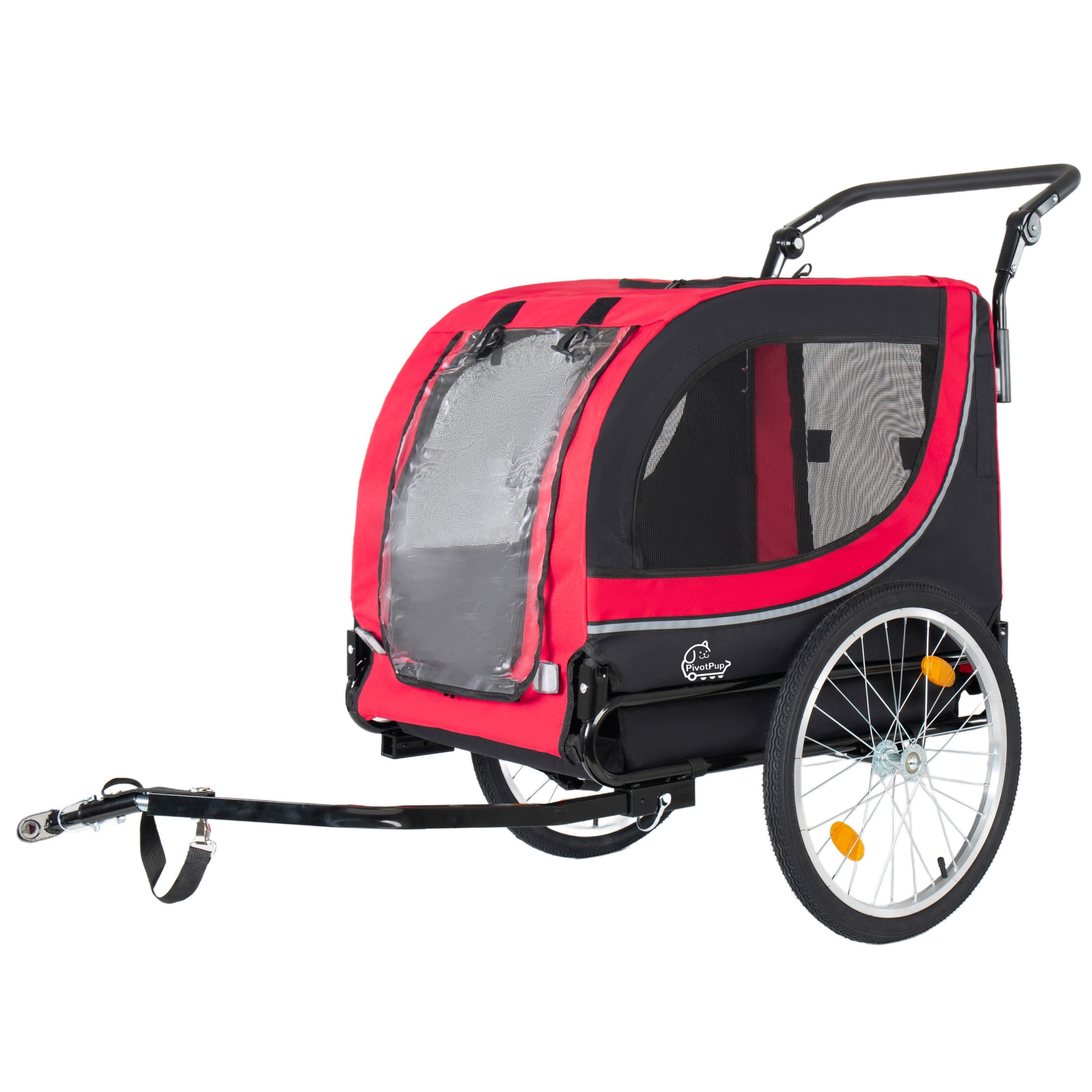 Noble House 2-in-1 Bike Trailer & Pet Stroller with Air-Filled Wheels & Breathable Mesh, Foldable Carrier Cart, Red
