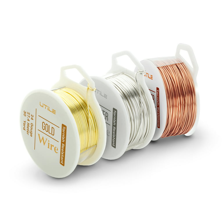 UTILE Soft 99% Copper Wire, 24-Gauge, 90 ft /30-Yards Each, for Jewelry  Making or Crafts Supplies, Tarnish Resistant for Making Hobby Craft,  Decorations, Beading, Floral Décor (3Pack) 