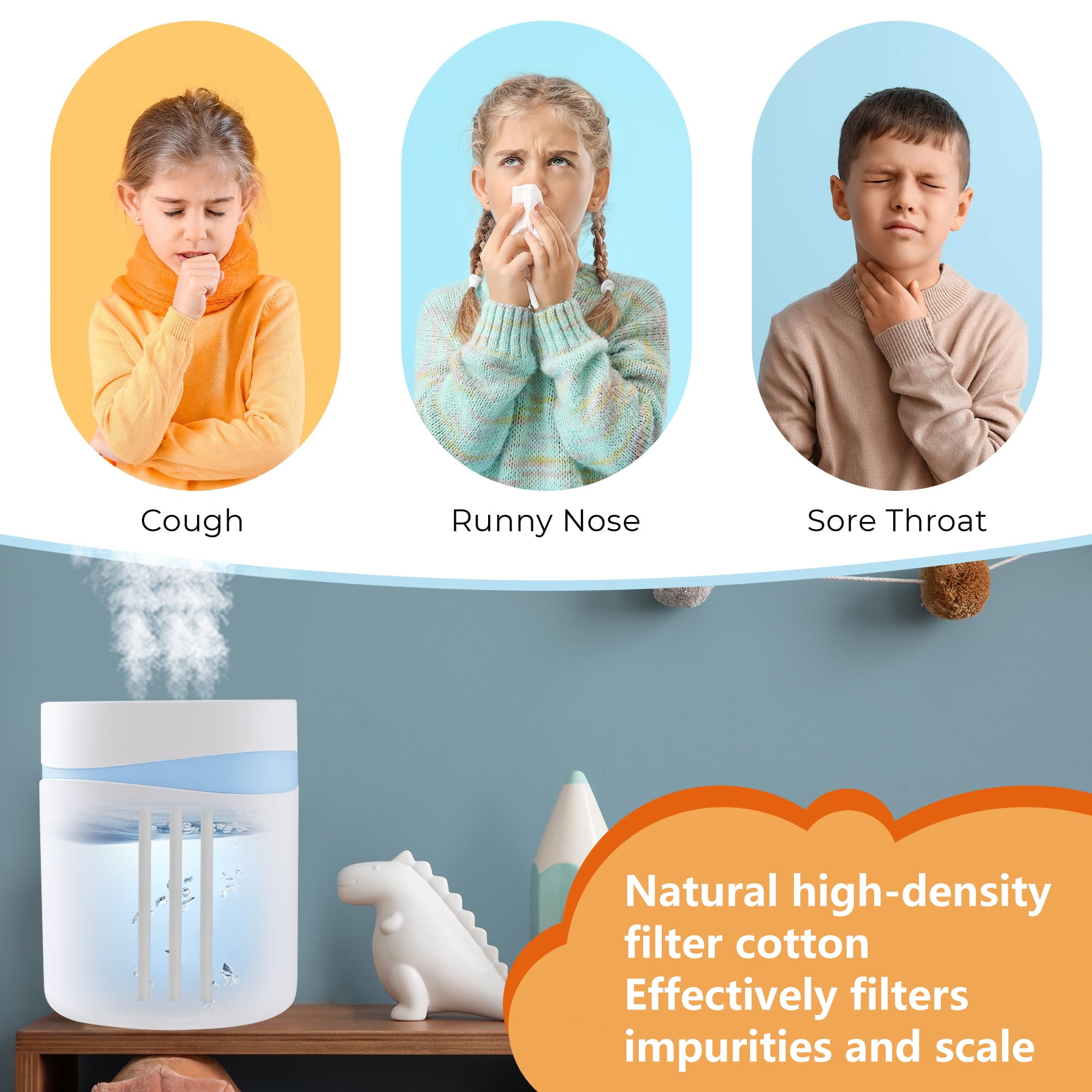 RAPOBRIX 4.5L Cool Mist Humidifier for Baby Bedroom - 20dB Quiet