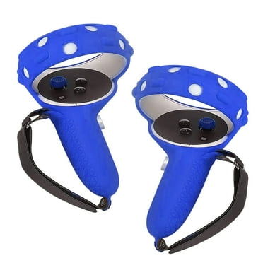 Insten Controller Grips for Oculus Quest 2 Meta VR Headset Touch Controllers, Silicone Protective Accessories with Knuckle Straps & Joystick Cover (Blue, 1 Pair)