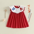 thumbnail image 5 of Staki Toddler Baby Girl 4th of July Outfit American Flag Bowknot 4th of July Dress Kids Girls Fourth of July Clothes,18-24 Months, 5 of 8