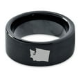 thumbnail image 2 of Tungsten Washington The Evergreen State Band Ring 9mm Men Women Comfort Fit Black Flat Cut Brushed Polished, 2 of 4