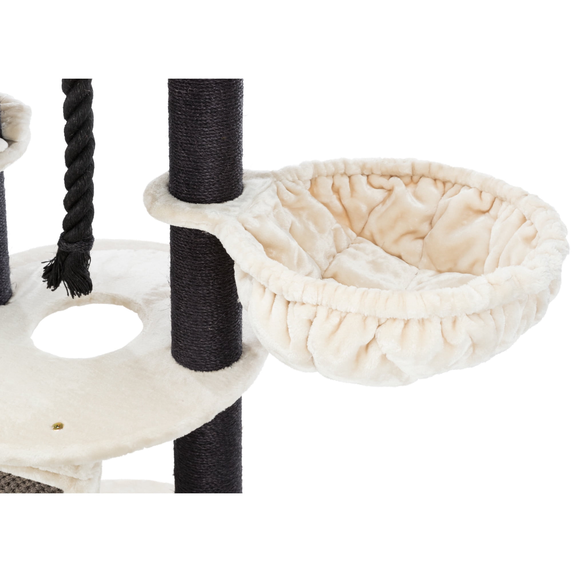 TRIXIE Bovina Plush & Sisal 3-Level 55.5" Cat Tree, Scratching Posts & Hammock, Black