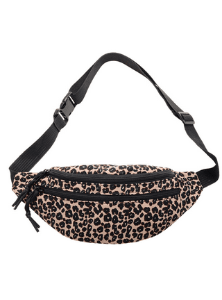 Leather Fanny Pack For Men And Women, Leopard Print Large Chain