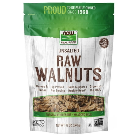 NOW Foods, Walnuts, Raw and Unsalted, Halves and Pieces, 12-Ounce (Packaging May Vary)